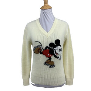 Vintage Disney Sweater Womens XS Extra Small Mickey Mouse American Characters